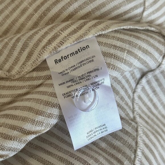 Reformation Balia Linen Midi Dress in Sandy Stripe  | size 0 - Picture 10 of 10